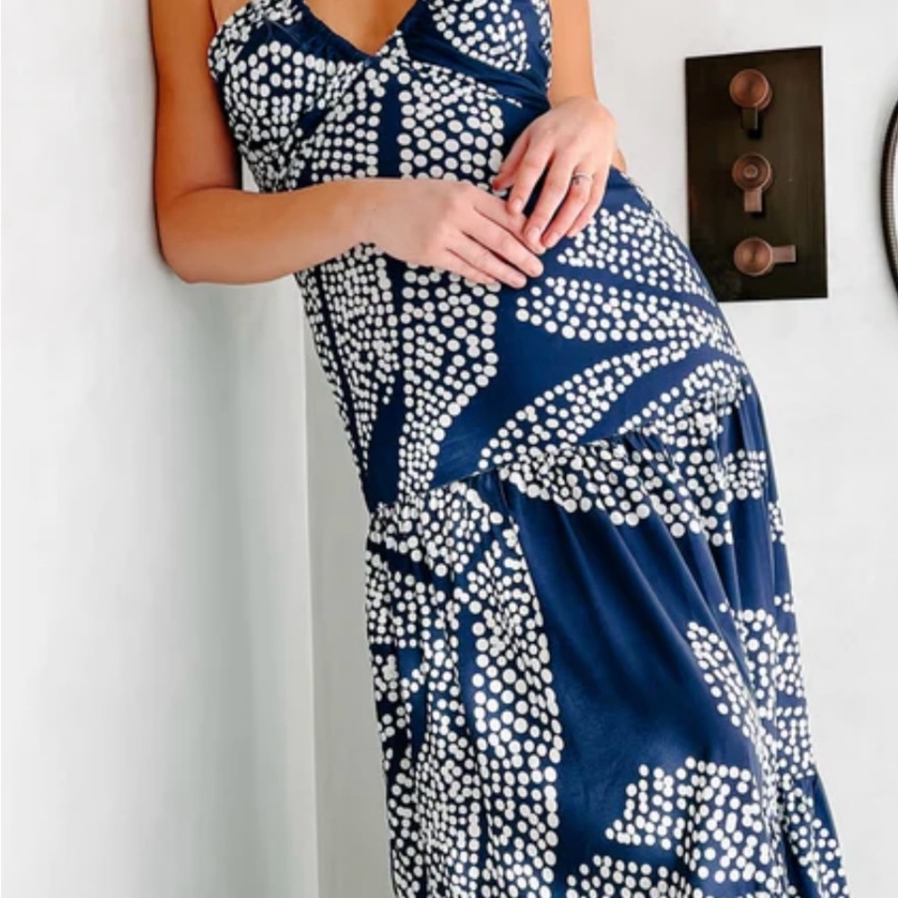 Navy and White Polka Dot Dress